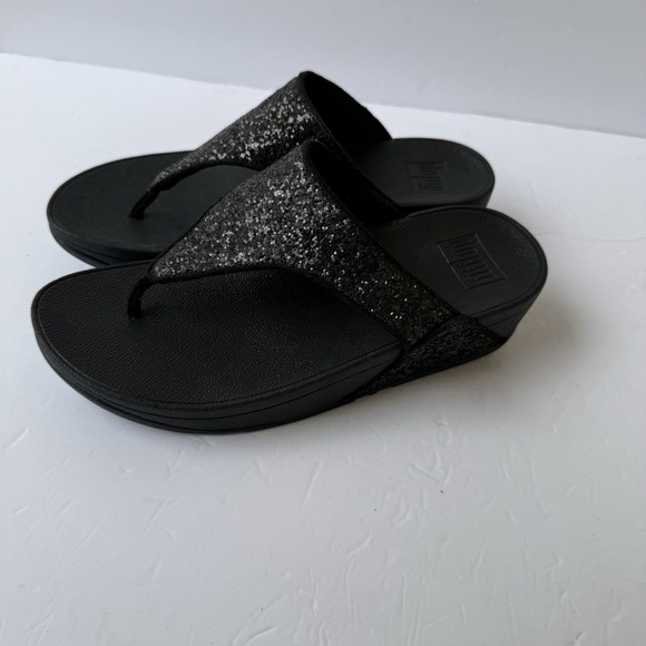 Fitflop Shoes - FitFlop Shimma Glitter Toe Post Sandals Black Glitter Women's US 6 EU 37 New